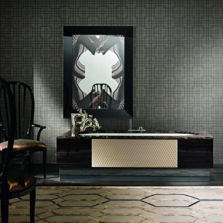 VITAGE milldue edition FOUR SEASONS Ванна 180х75 см, стальная, подача воды из водослива, в комплекте с сифоном, основанием и мраморным топом, отдельностоящая, цвет: Ebano/Emperador