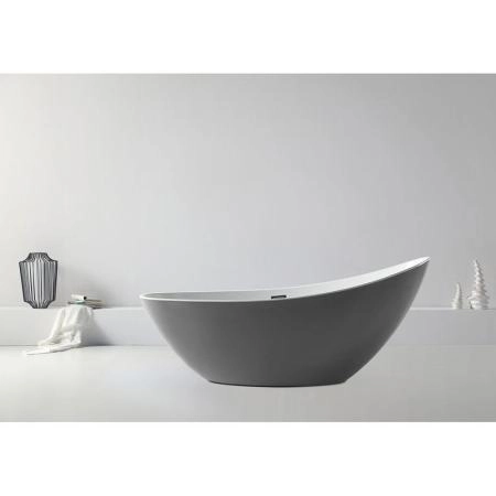Акриловая ванна ABBER AB9233G 184x79x77 овальная, серый цвет