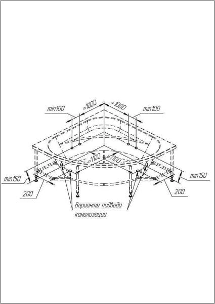 Ванна акриловая "ДАНТЕ 150х150", рама-подставка