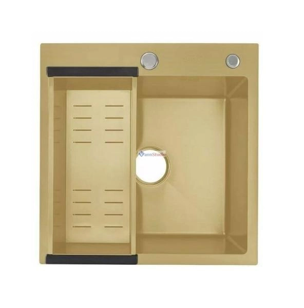 Кухонная мойка Gappo GS5050-3 50x50 сатин золотой нерж.сталь