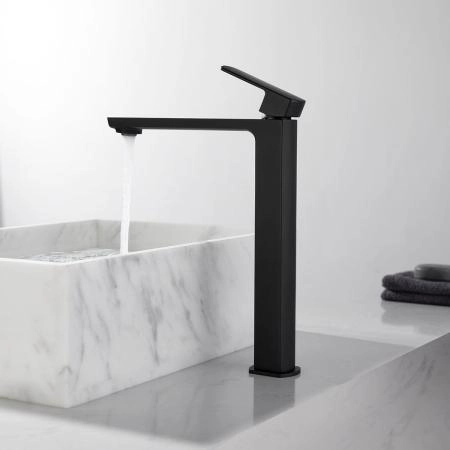 Смеситель высокий для раковины Vincea Next VBF-1N2MB однорычажный, черный