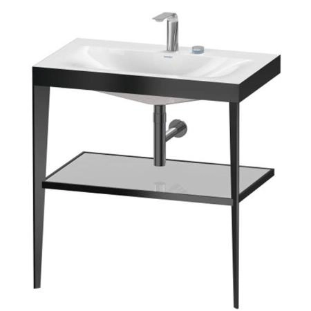 Duravit XViu Консоль напольная, 80x48x85см, с полкой, с раковиной без перелива, 2 отв., цвет: black matt/crome