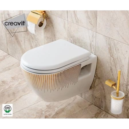 Унитаз CREAVIT Terra DEKOR ЗОЛОТО КРУГИ подвесной TP325-11CB00E-NA00 (сиденье отдельно)