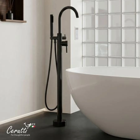 Смеситель напольный Ceruttispa Тобия GG (TOBIA GG) из нержавеющей стали, цвет графит