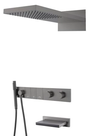 Встроенная душевая система Boheme с изливом ZODIAC с термостатом, трехпозиционная Gun Metal 133-2-GM