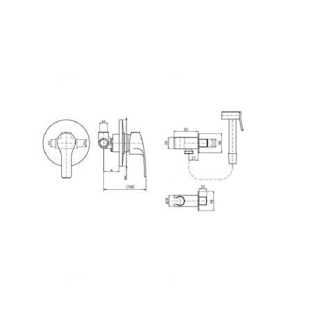 Смеситель Rav Slezak KONGO K042 для биде со стены с гигиеническим душем