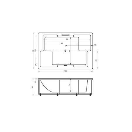 Ванна АКВАТЕК Дорадо 190x130 без гидромассажа с фронтальным экраном