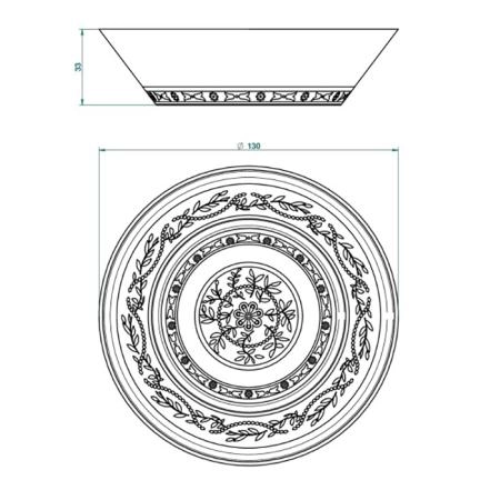 THG MARQUISE BLANC DECOR PLATINE Блюдо керамическое ø130 мм., настольное, декор платина, цвет: белый