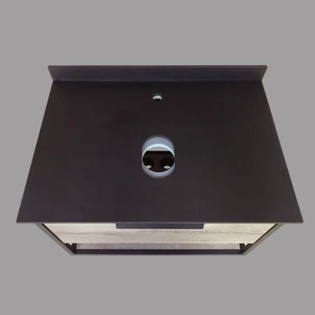 Тумба с раковиной Comforty Кёльн-75 дуб темный с черной столешницей