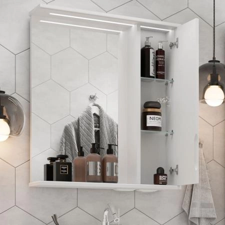 Зеркало-шкаф с LED подсветкой Volna Joli 60 правое (белый)