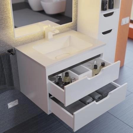 Тумба под раковину для ванной Uperwood Modul 65 см, подвесная, матовая, белая/графит
