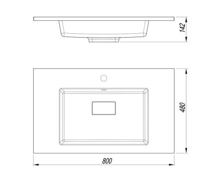 Раковина кварцевая Uperwood Lagoon Quartz 80 см, черная матовая, уголь