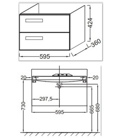 Тумба под раковину Jacob Delafon RYTHMIK EB1300-E10 60 см цвет квебекский дуб