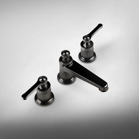 Gessi Venti20 Смеситель для раковины на 3 отверстия, высота излива 50 мм., в комплекте с донным клапаном, цвет: черный матовый