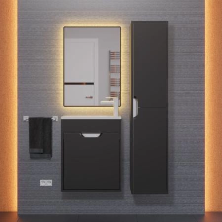 Тумба под раковину для ванной Uperwood Modul 50 см, подвесная, матовая, черная