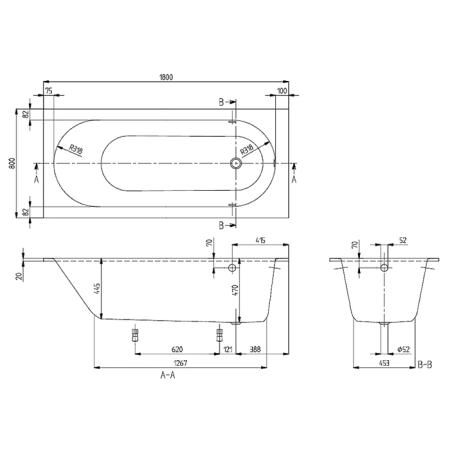 Villeroy&Boch Oberon Ванна встраиваемая 1800*800*470, к-т ножек, материал: Quaryl, цвет: альпийский белый