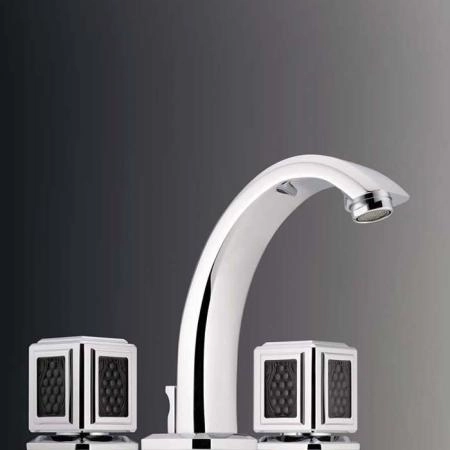 THG Metropolis cristal noir Смеситель для раковины, 3 отв., цвет: хром/черный хрусталь