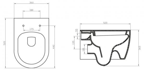 Чаша подвесного унитаза BELBAGNO MARINO BB105CHR безободковый