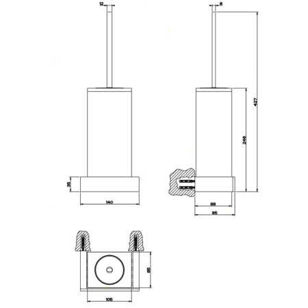 Gessi Rettangolo Ершик для унитаза подвесной, цвет: хром/белый