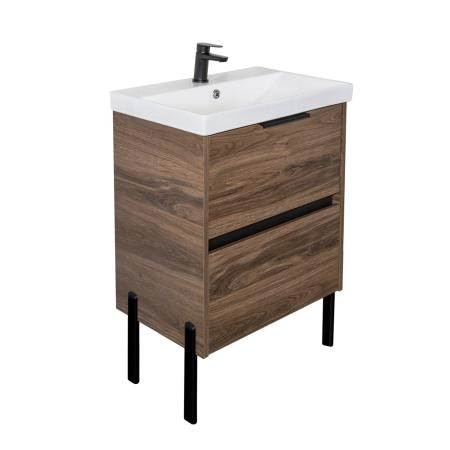 Тумба с Раковиной Comforty Селенга-60 00-00021874 Дуб тёмно-коричневый с раковиной CF19696BX-60