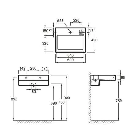 Раковина Jacob Delafon TERRACE EXE9112-00 60 см подвесная с подсветкой
