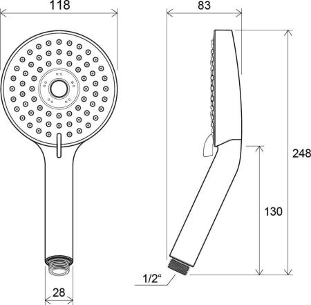 Ravak лейка плоская 3 функции X07P009