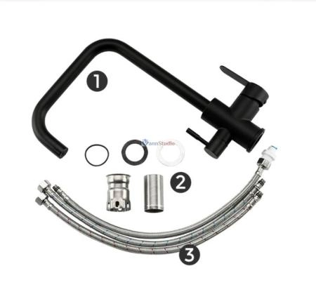 Смеситель для кухни Frap F43801-6 с краном для фильтр/воды черный