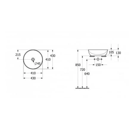 Villeroy&Boch Artis Раковина 43х43х12.5см., накладная, без отв., без перелива, TitanCeram, цвет: альпийский белый