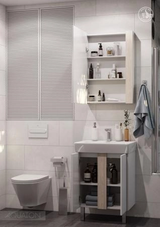 Тумба под раковину AQUATON Кантри 60 белый, дуб верона 1A257401AHB20