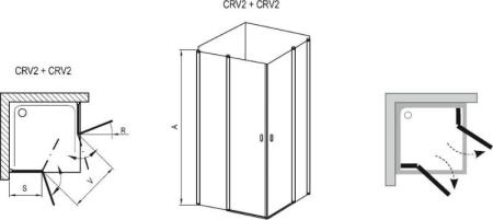 Душевой уголок Ravak Chrome CRV2+CRV2-100 блестящий Transparent