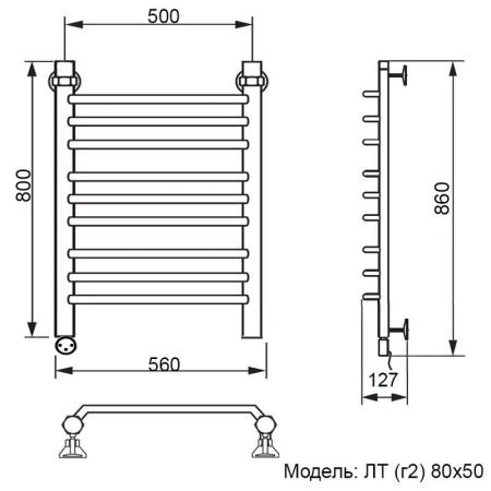Полотенцесушитель электрический Ника Trapezium ЛТ (г2) 80/50 левый тэн MEG