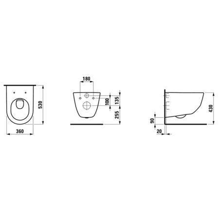 Laufen Pro Унитаз подвесной 36х53х34см., покрытие LCC, цвет: белый
