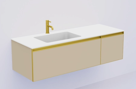 QUATRO 2 140см (100+40) тумба Boheme DAPHNE профиль MATT GOLD c подсветкой 790-M2-140-D-MG-LED
