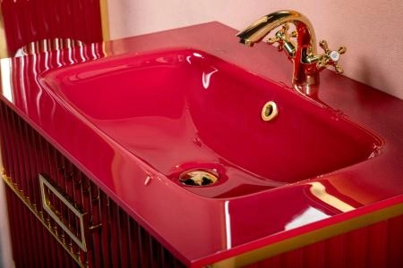 Тумба Boheme MONACO 80см h84см бордо глянец + золото под раковину моноблок 866-080-RG