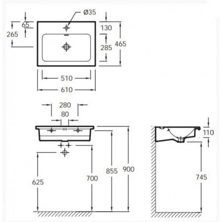 Раковина Jacob Delafon VOX EB2105-DD1 60 см подвесная стеклянная белая