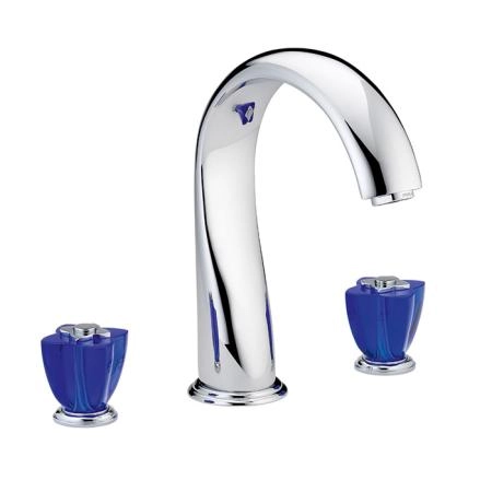 THG Pуtale de cristal bleu Смеситель для ванны, 3 отв., цвет: хром/синий хрусталь