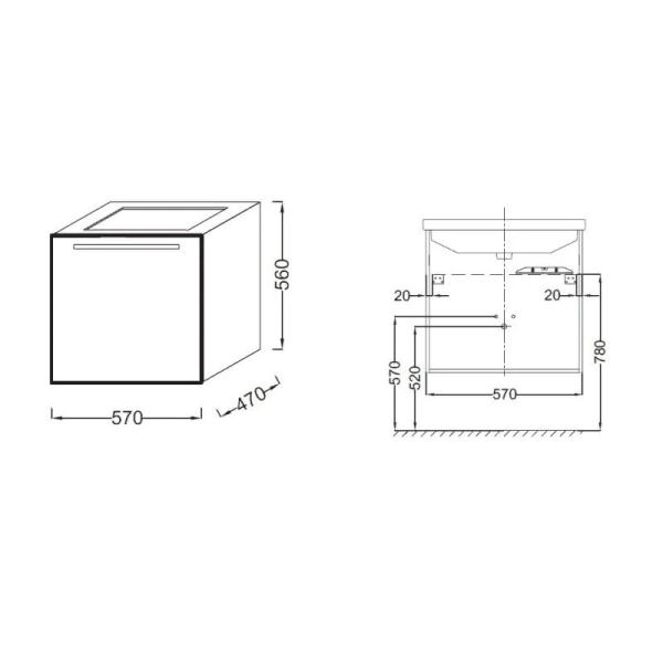 Тумба под раковину Jacob Delafon STRUKTURA EB1284-N18 57 см цвет белый