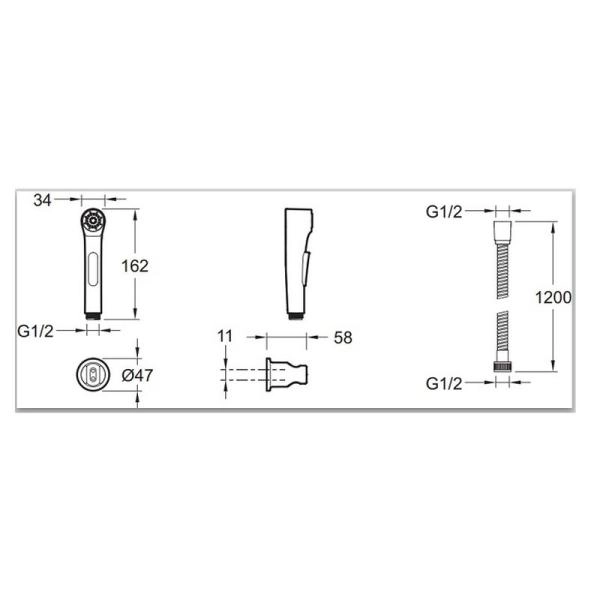 Гигиенический душ Jacob Delafon ELATE E97258-CP со шлангом и держателем