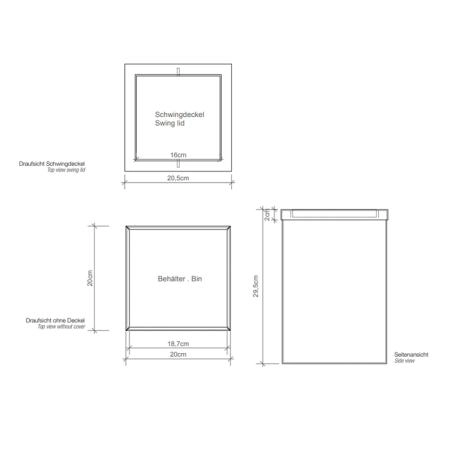 Decor Walther DW 113 Корзина для бумаги 20x20x30см, с крышкой, напольное, цвет: белый матовый