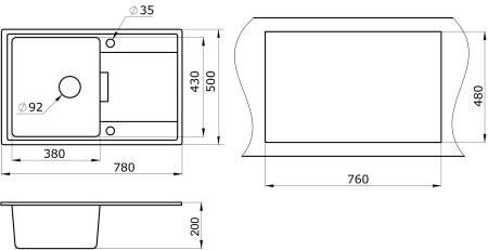 Мойка для кухни Paulmark FLUGEN, PM217850-BE, бежевый, 780х500 мм