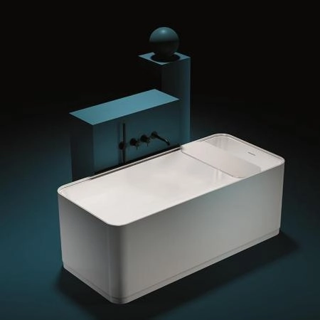 Gruppo Treesse Cross Ванна отдельностоящая 160х73х60 см., с сливом-переливом и сифоном, Solid Surface, цвет: белый глянцевый