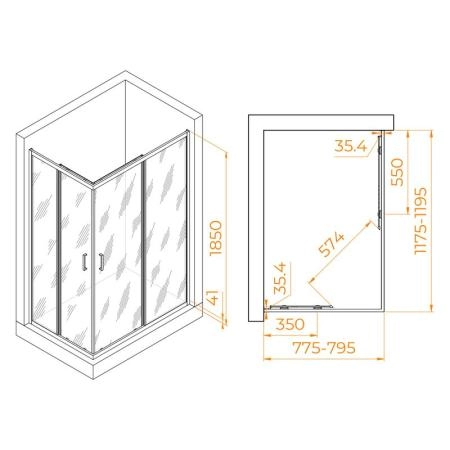 Душевой уголок RGW PA-146 Passage 120x80 Хром прозрачное