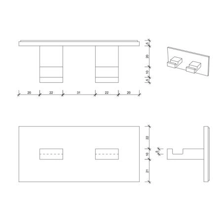 Decor Walther Brick KHAK2 Крючок самоклеящийся двойной, подвесной, цвет: хром