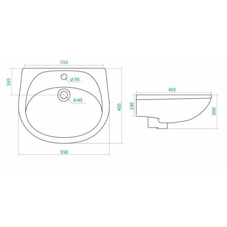 Раковина Santek Бриз 1WH110460 55 см 1/отв