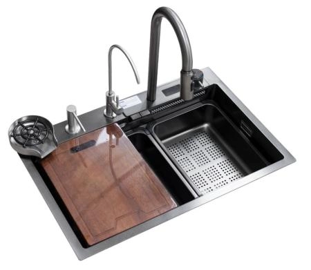 Мойка кухонная Esbano GEYSERUS-2 680х450х220 оружейная сталь PVD покрытие