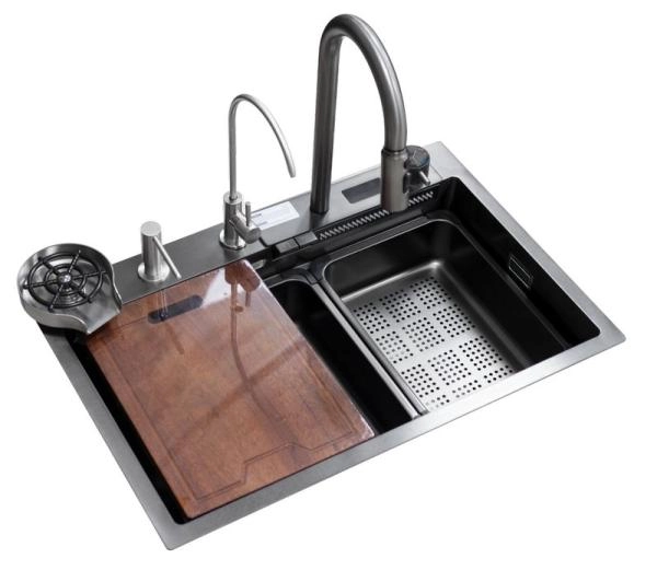 Мойка кухонная Esbano GEYSERUS-2 680х450х220 оружейная сталь PVD покрытие