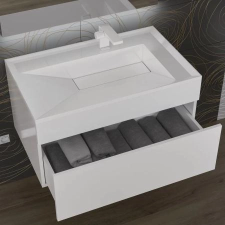 Раковина для ванной полувстраиваемая Uperwood Lotus 80 см, прямоугольная, белая глянцевая