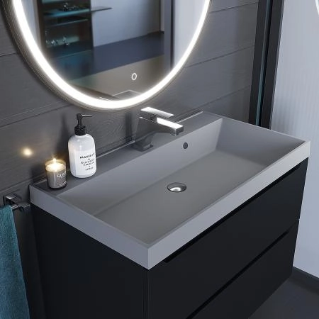 Раковина кварцевая Uperwood Classic Quartz 80 см, серая матовая, бетон