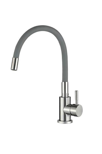 Cмеситель для кухни Ceruttispa Атэна H-G (ATENA H-G) из нержавеющей стали, цвет хром, излив серый