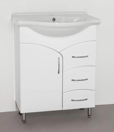 Тумба под раковину Style Line Эко Стандарт 65 (3 ящ.) напольная с ящиками, белая